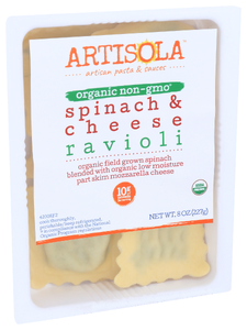 Artisola Ravioli Spinach Chs Org - Left - Front