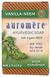 AUROMERE VANILLA NEEM AYURVEDIC SOAP, 2.75 OZ. - No Plunge - Front