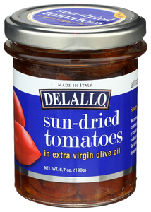 DELALLO SUN DRIED TOMATOES IN OLIVE OIL, 6.35 OZ. - Centre - Front