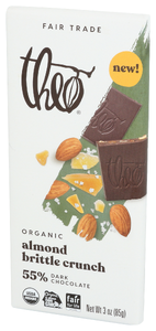 Theo Chocolate Almond Brittle Crunch - Right - Front