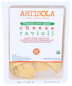 Artisola Ravioli Chesse Org - Centre - Front