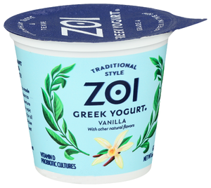 ZOI GREEK YOGURT, VANILLA, 6 OZ. - Left - Front