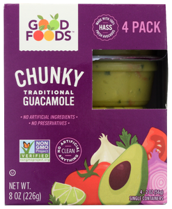 Good Foods Dip Guac Chunky 4pk Single Ser - No Plunge - Front