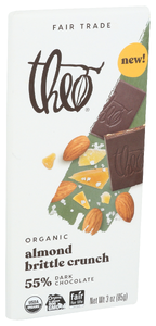 Theo Chocolate Almond Brittle Crunch - Left - Front