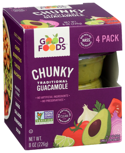 Good Foods Dip Guac Chunky 4pk Single Ser - Left - Front
