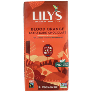 Lilys Sweets Choc Bar Dk 70% Bld Orng