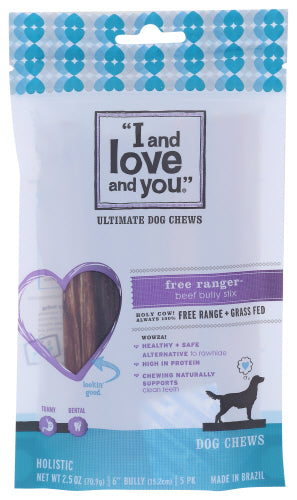 I&love&you Dog Chew Fr Rngr Bully Stk 6ct