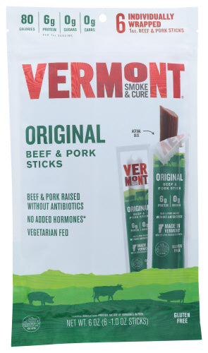 Vermont Smoke Sticks Beef Pork 6ct Pch