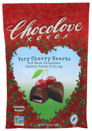 Chocolove Bites Dk Choc Chry Hearts