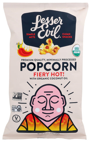 Lesser Evil Popcorn Fiery Hot Org