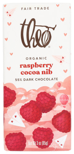 Theo Chocolate Bar Choc Drk Raspbry Nib
