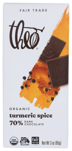 Theo Chocolate Choc Bar Drk Tumeric 70