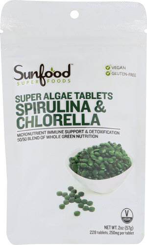 Sunfood Superfoods Spirulina Chlorella Tblt