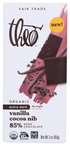 Theo Chocolate Bar Choc Van Nib 85 Dark
